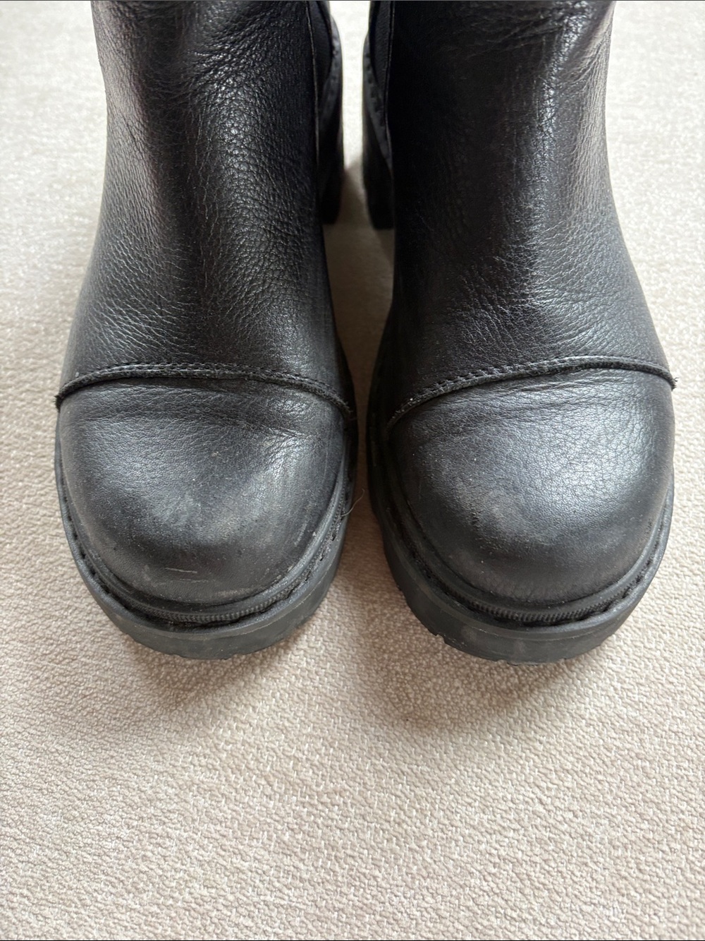 “Joan Now” Sorel Black Leather Chelsea Lug Ankle Boots - Picture 3 of 5